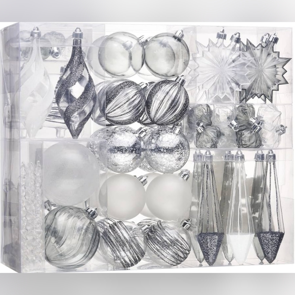 Black and White 100 Count Christmas Ornament Set